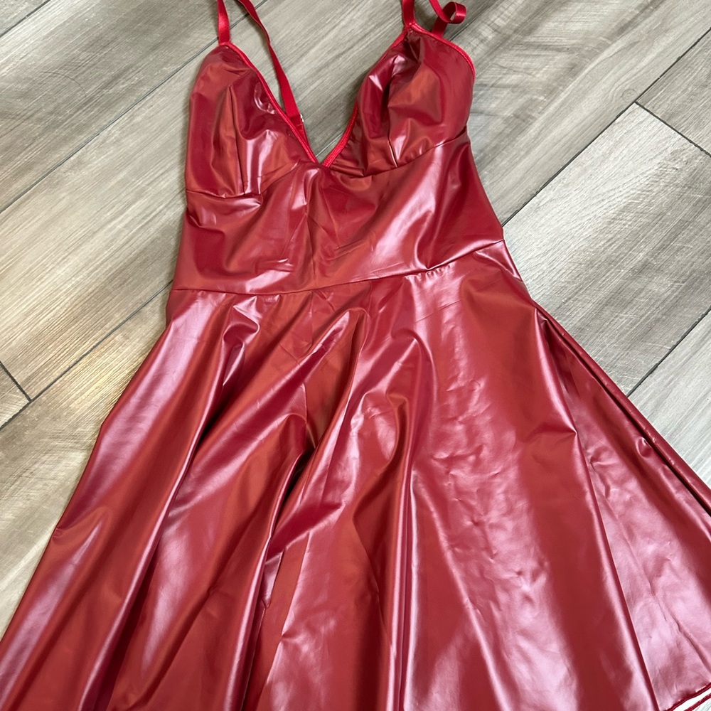 Sleek Red Satin Dress